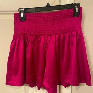 NWT Fuschia Flowy  High Waistband‎ Shiny Shorts with smocked waistband